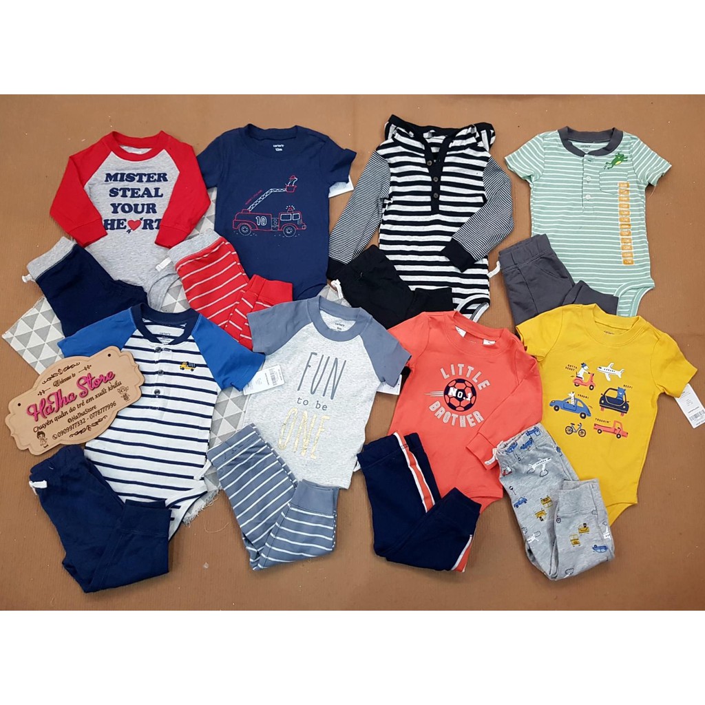 Set / Set Carter bodysuit và quần thun dài cho bé trai