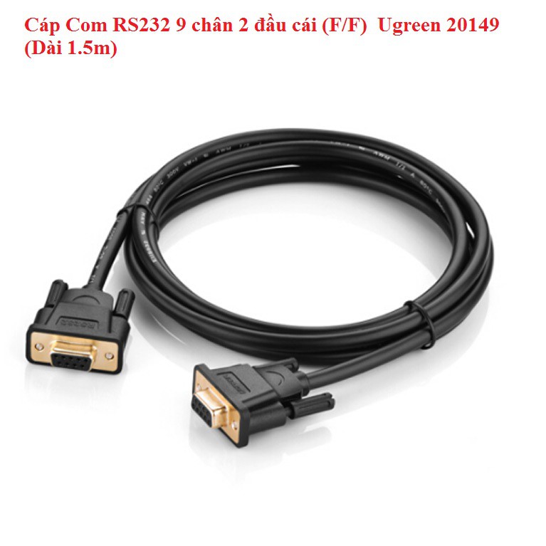 Cáp Com RS232 9 chân 2 đầu cái (F/F) Ugreen 20149 (Dài 1.5m)