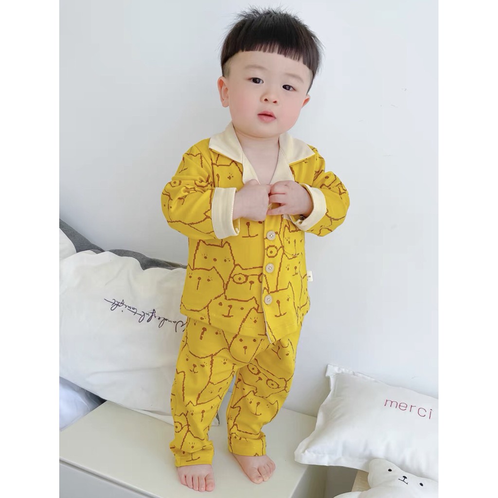 Đồ bộ quần áo cộc tay QATE933 - Đồ bộ quần áo dài tay cho bé pijama mặt mèo QATE761 QATE780