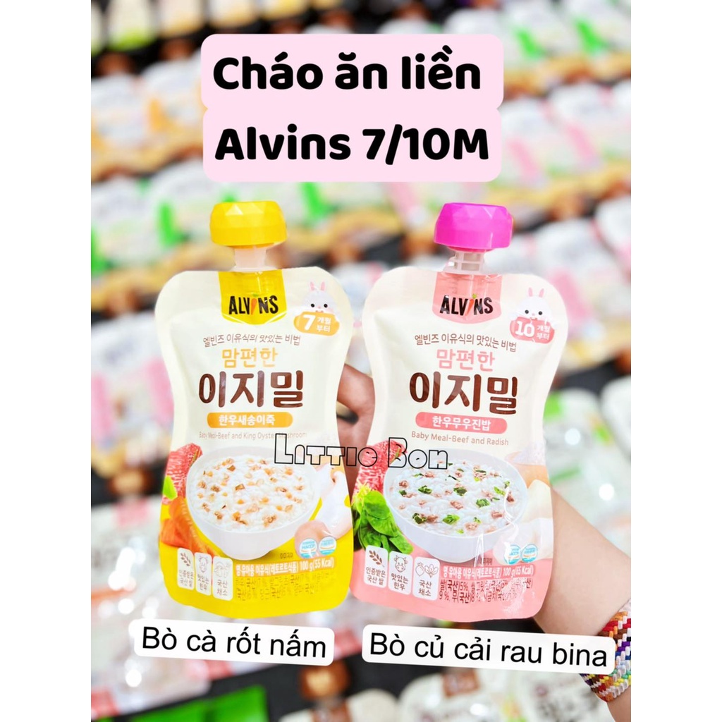 Cháo gói hữu cơ Alvins Hàn cho bé 7/10M_Date 10/2022