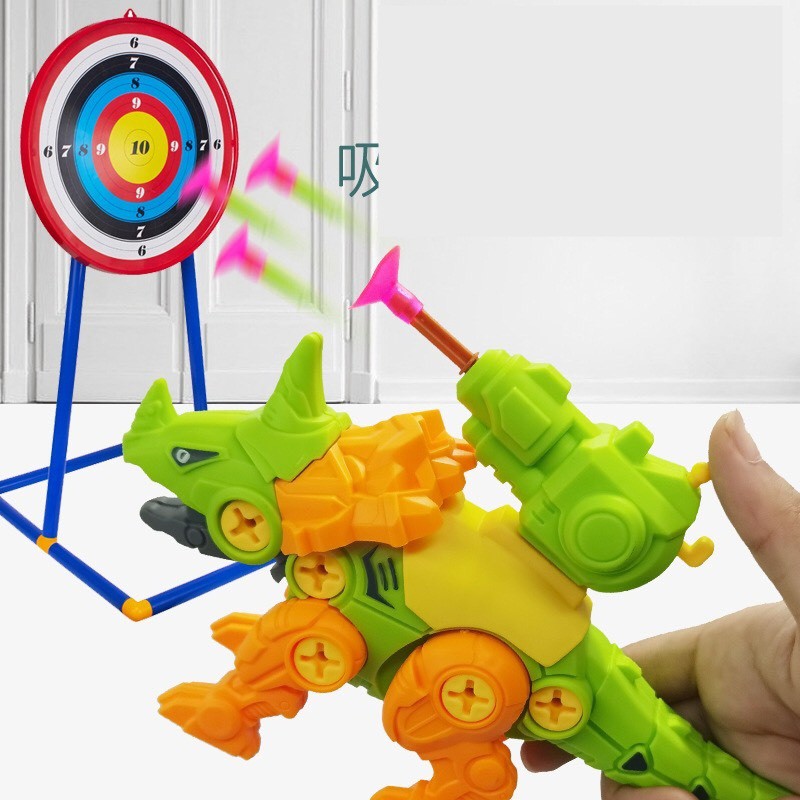 Khủng long lắp ghép (có bắn tên bằng nhựa mềm) giúp bé sáng tạo - giao màu ngẫu nhiên