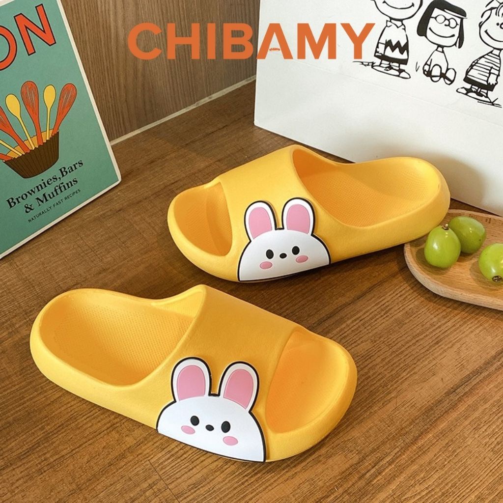 Dép bánh mì nữ Mặt Thỏ CHIBAMY đế cao su chống trơn trượt siêu cute mới FORM NHỎ