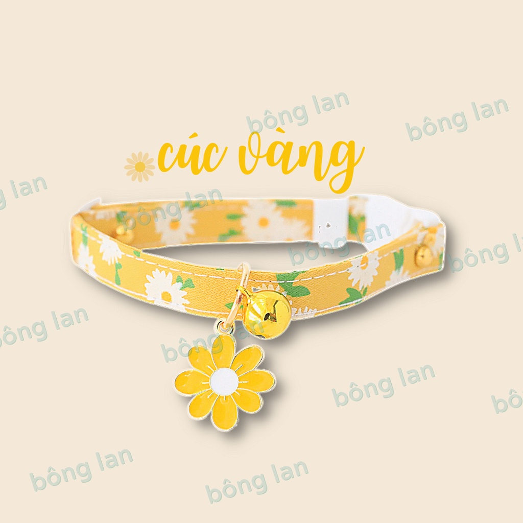[CÓ SIZE LỚN] Vòng cổ trang trí gắn chuông kèm charm bông hoa cho thú cưng chó mèo