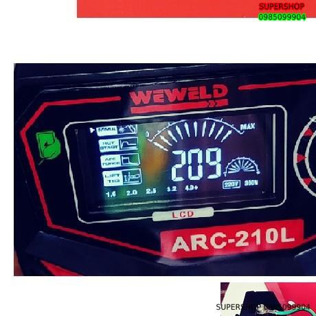 Máy hàn Weweld ARC 210L 220A Dây hàn đồng MÀN HÌNH LCD hàn liên tục que 2.6mm chấm boong que 3.2m