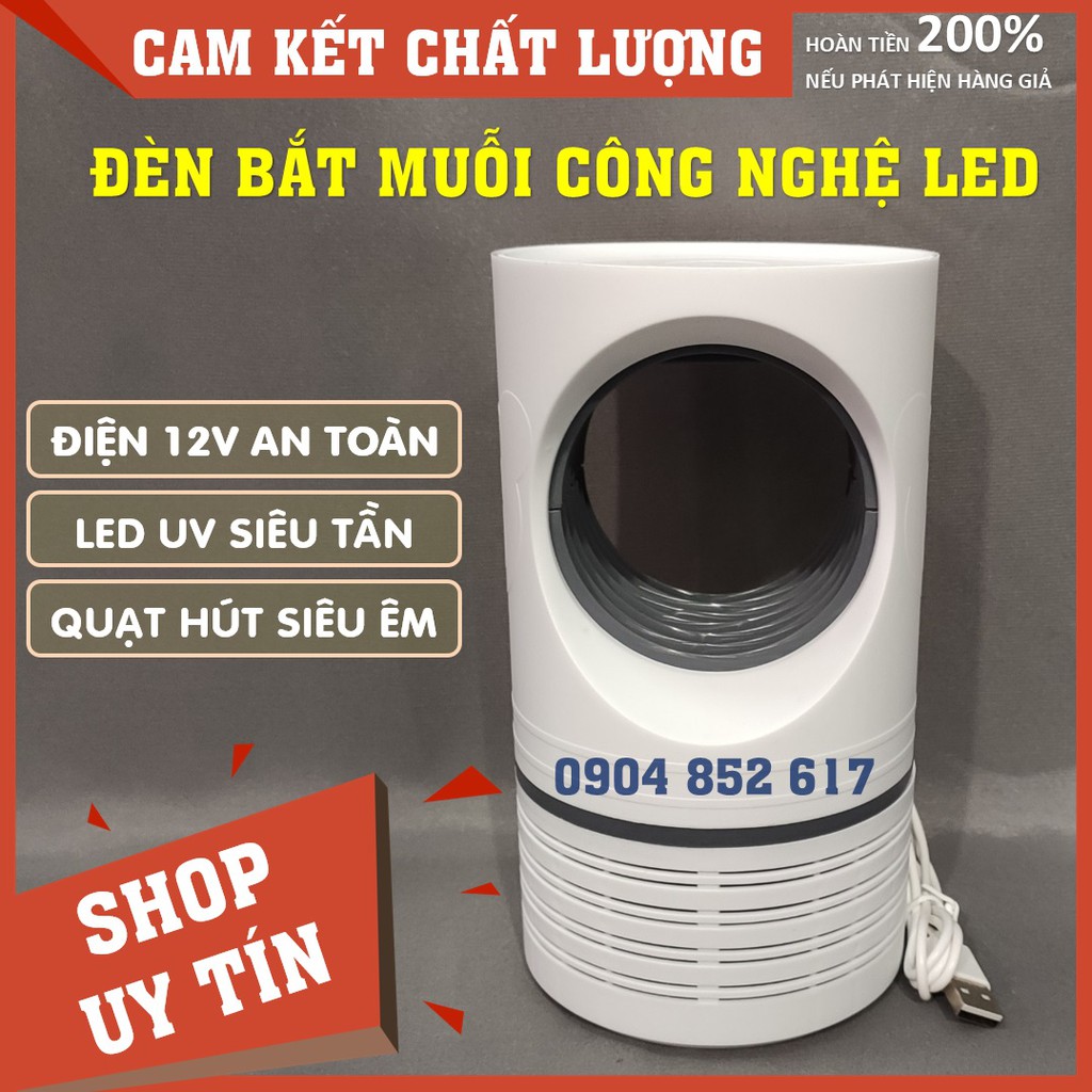 Đèn bắt muỗi siêu tốc LED 5W, có quạt hút, nguồn 12V an toàn trẻ nhỏ, Model 2020