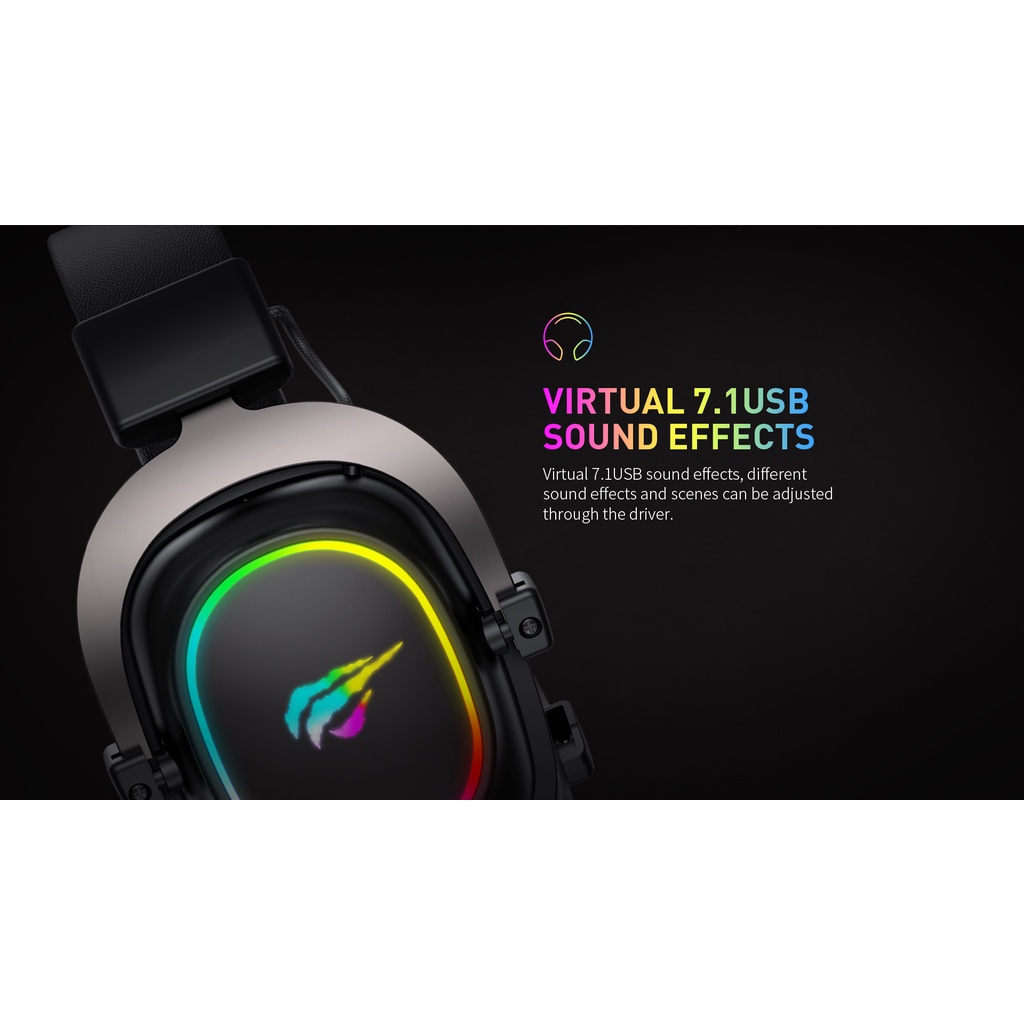 Tai Nghe Gaming Headphone HAVIT H2002P, Driver 53mm, Đèn RGB 36 Màu, Giả Lập 7.1 - Hàng Chính Hãng