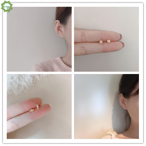 Bông tai mạ bạc 925 đính đá zircon phong cách Hàn Quốc nhiều kiểu tùy chọn