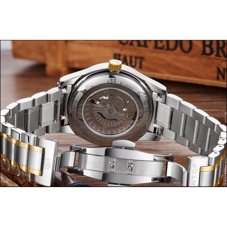 Đồng hồ nam chính hãng Teintop T7001-3 Mới 100%,Kính sapphire,chống xước,Chống nước 30m,Máy cơ (Automatic),Bảo hành 12th