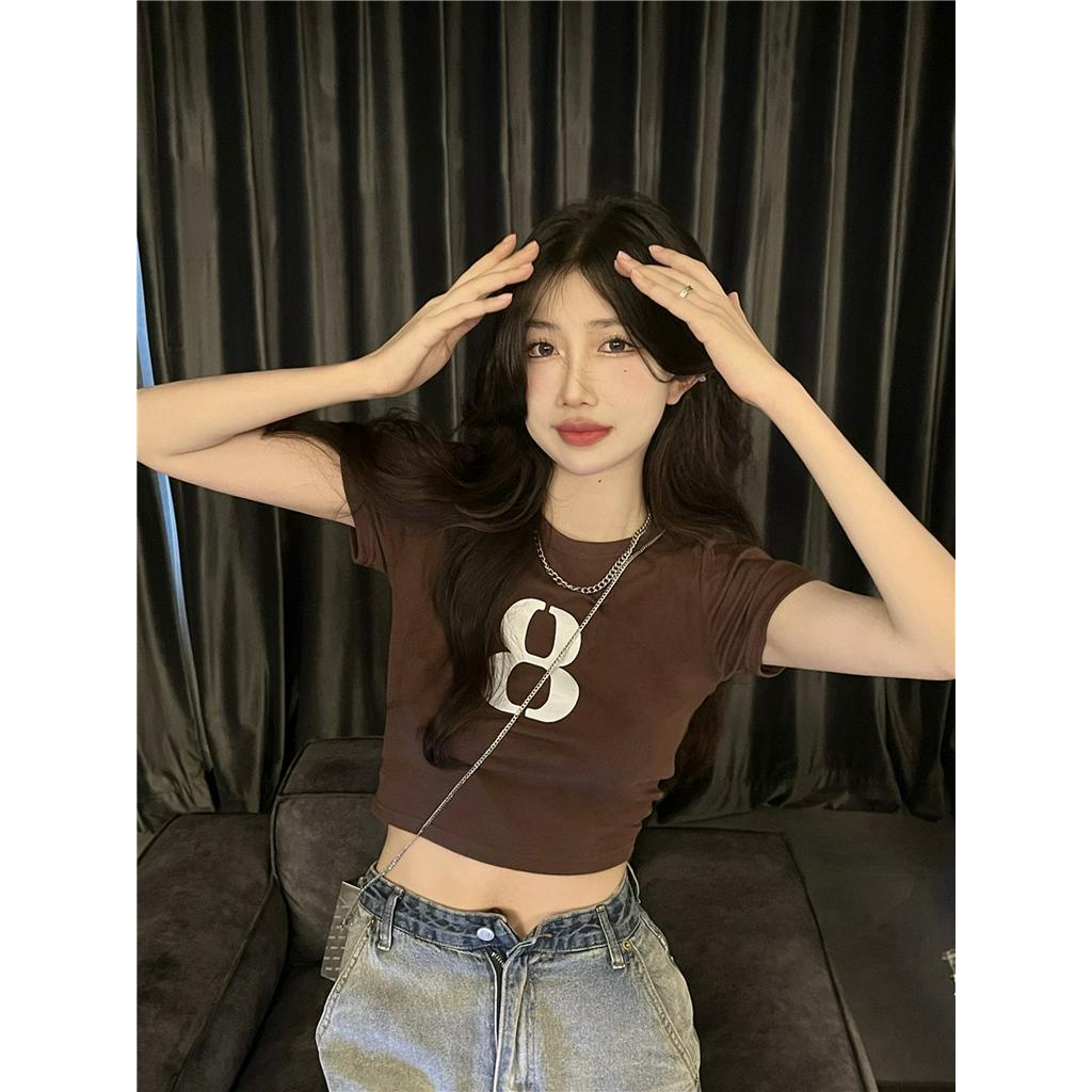 Áo Thun Dáng Ngắn Cổ Tròn Ngắn Tay In Hình Cá Tính 62652