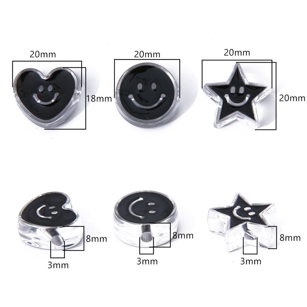 BEADIA Set 4 phụ kiện làm đồ trang sức/ móc khóa kiểu dáng hình mặt cười bằng acrylic DIY