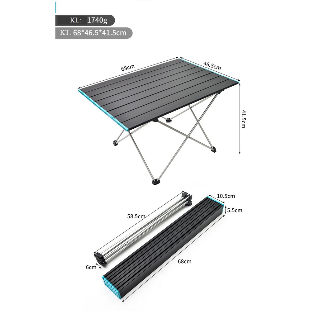 [Kích thước lớn] Bàn dã ngoại, bàn du lịch bằng hợp kim nhôm hàng không trọng lượng nhẹ, độ bền cao, nhỏ gọn, chắc chắn.