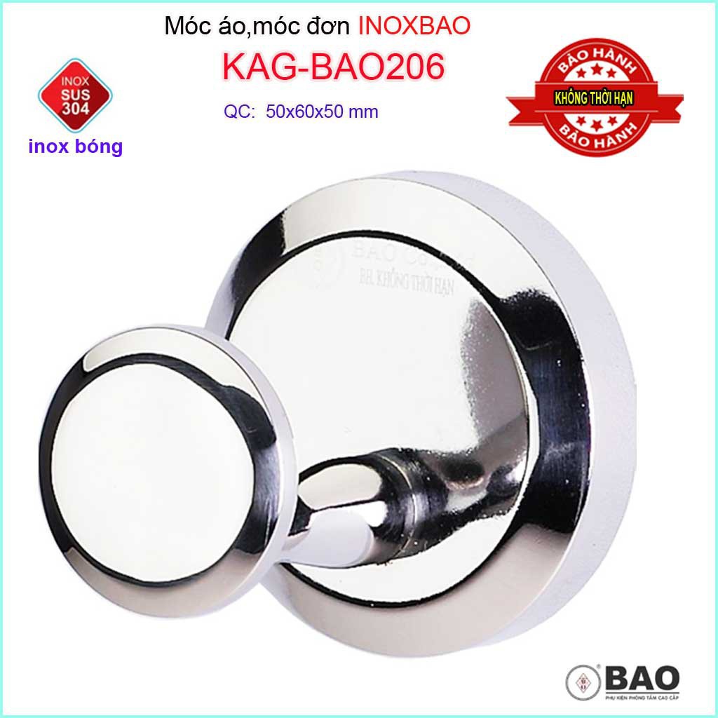 Móc treo đồ cao cấp Inox Bảo, móc áo Inox SUS304 KAG-BAO206