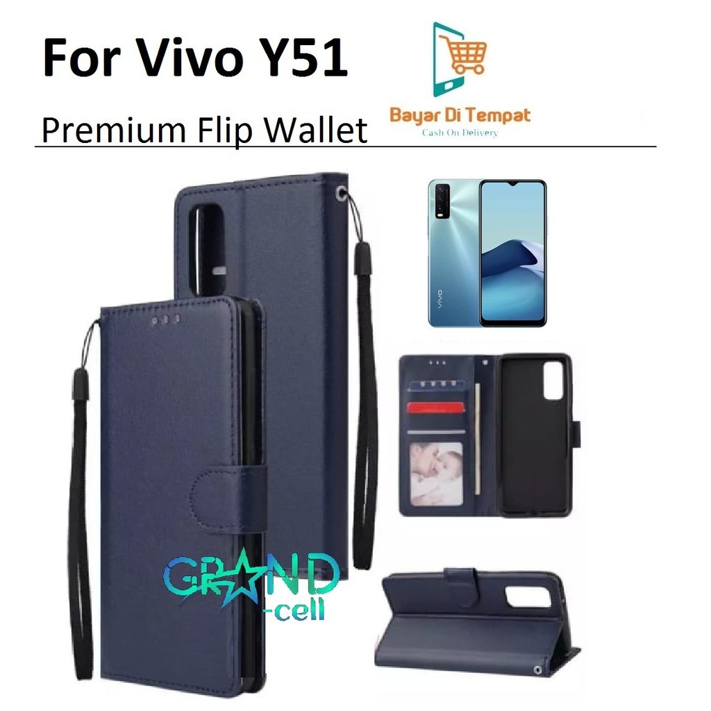 Bao Da Điện Thoại Nắp Lật Kèm Ngăn Đựng Thẻ Cho Vivo Y51 Mobile