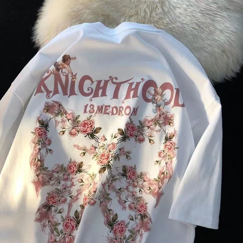 Áo Thun Cotton Tay Ngắn Dáng Rộng Phong Cách Hàn Quốc Dành Cho Nữ