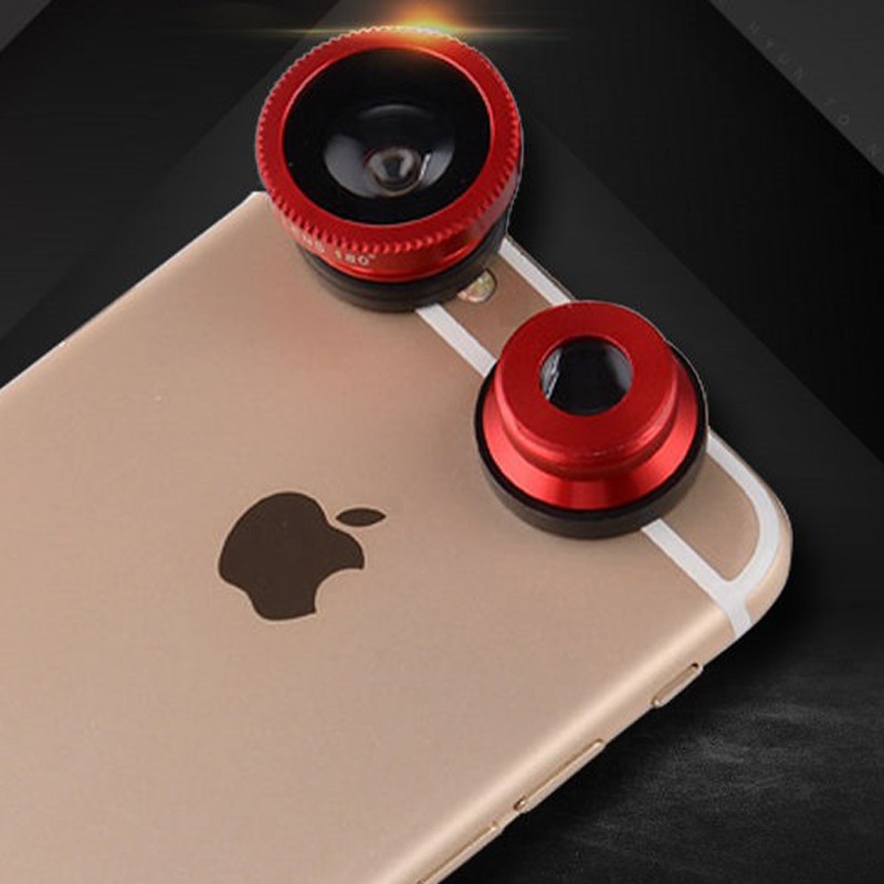 Ống kính mắt cá góc rộng và macro 3 trong 1 dành cho iPhone/Samsung