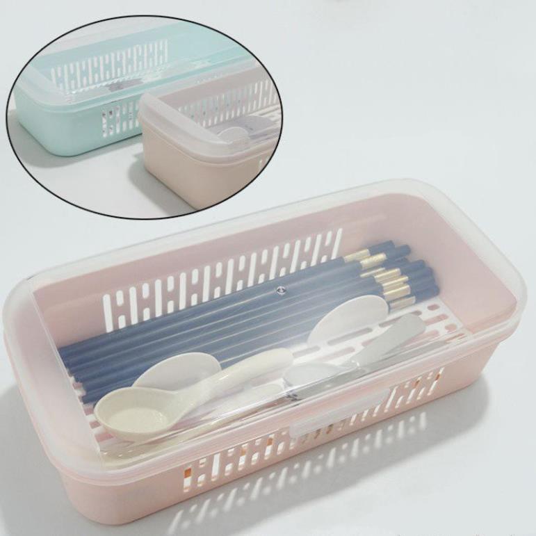 Hộp đựng đũa thìa có nắp đậy cao cấp No 0768 , hộp đựng đũa có khay đựng nước