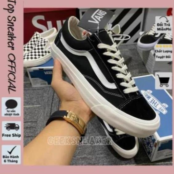 Giày Vans Vault Old Skool Nam Nữ Cổ Thấp, Giày Vans Caro Đen Trắng Full Box Bill