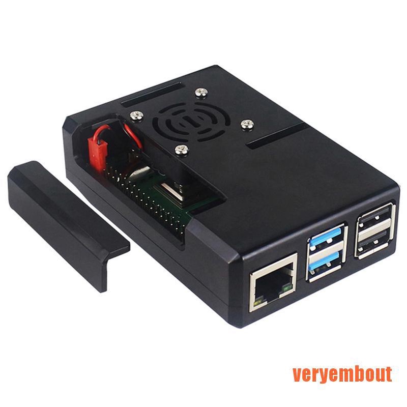 Bộ Vỏ Bảo Vệ Abs + Quạt Tản Nhiệt Bằng Nhôm Cho Raspberry Pi 4b