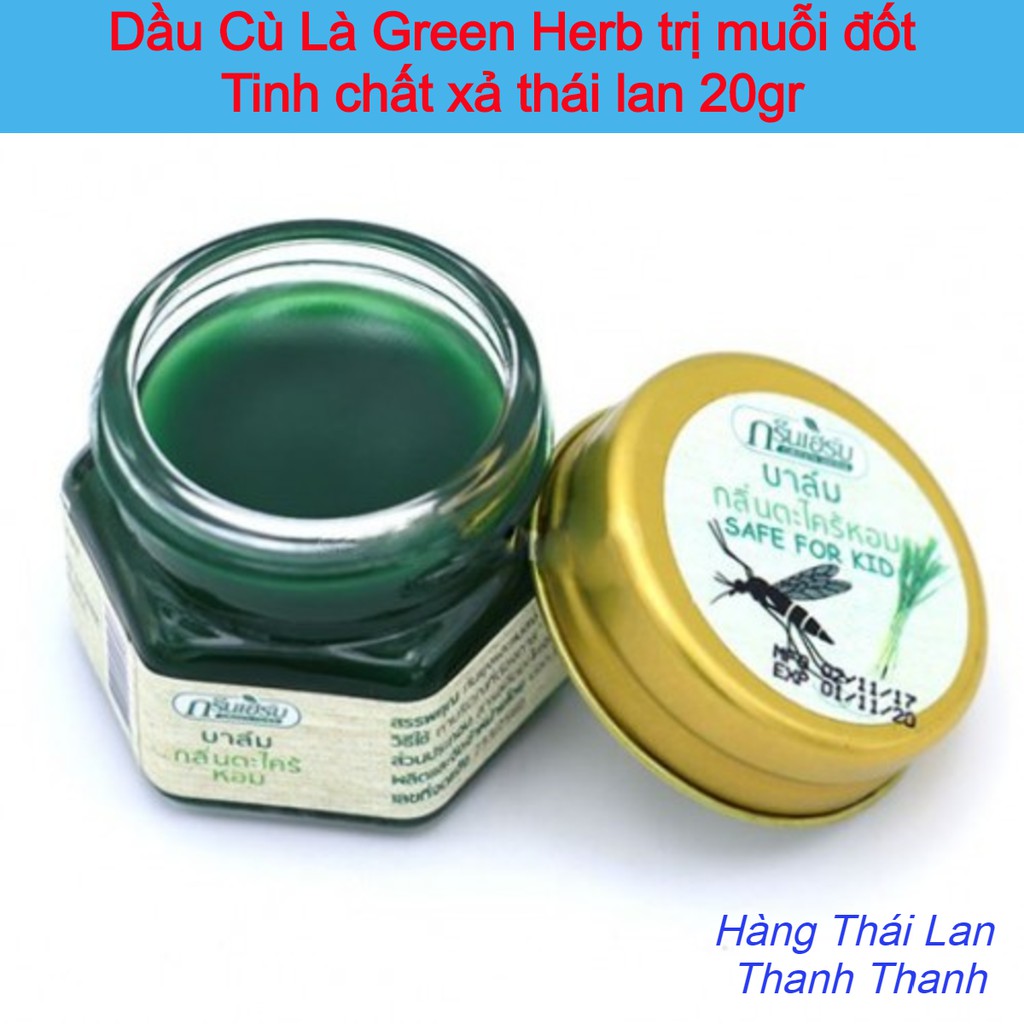 Dầu Cù Là Green Herb trị muỗi đốt, côn trùng cắn – tinh chất xả Thái lan