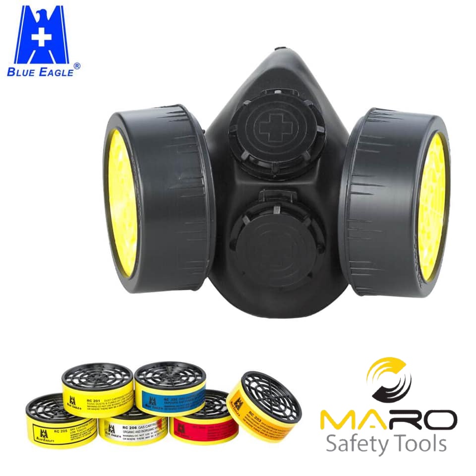 Bộ Mặt Nạ Phòng Độc, Mặt Nạ chống độc Blue Eagle NP306 + 2 phin RC201, Xuất xứ Đài Loan.