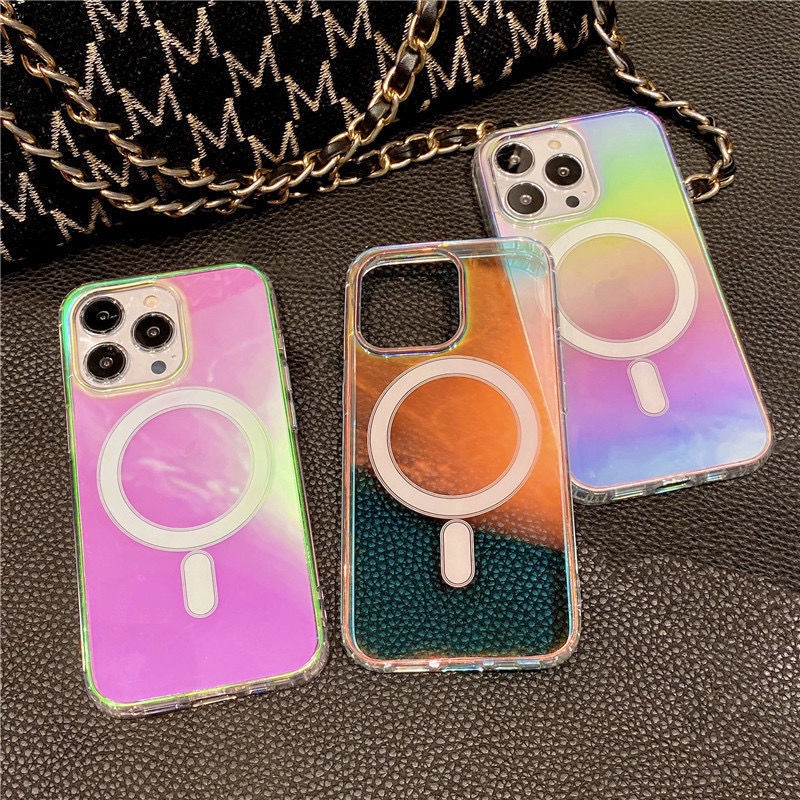 Ốp Điện Thoại Từ Tính Nhiều Màu Sắc Cho iPhone 12 13 14 11 Pro Max X Xs Max Xr reyv
