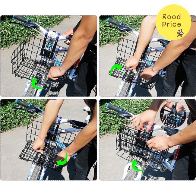 Big Cuboid Folding Steel Wire Front Basket Bike Accessories Mountain Bike Commuter Car