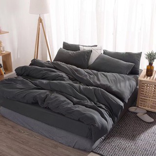 Bộ 4 Món Chăn Ga Gối Cotton Đũi Cao Cấp Mẫu MÀU XÁM Phong Cách Hàn Quốc