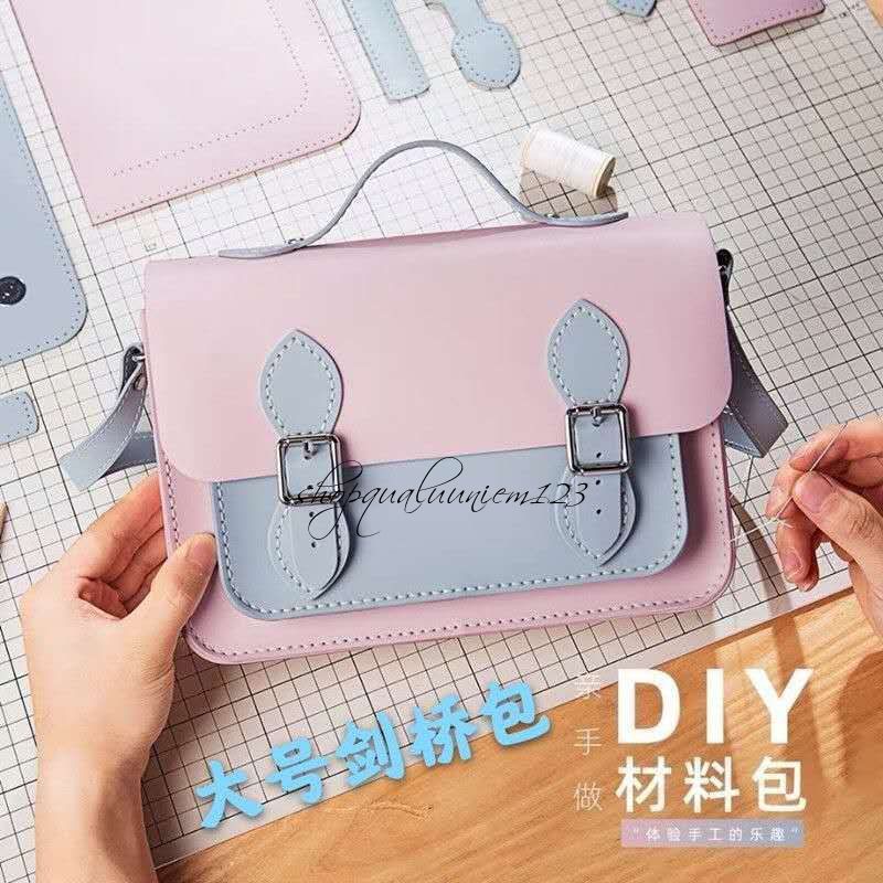 [Có video hướng dẫn] Bộ nguyên liệu DIY làm túi 2 màu handmade túi da 2 màu đáng yêu đi chơi