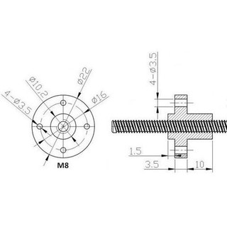 Đai ốc vít me Đường kính 8mm (Bước 2mm, 8mm)