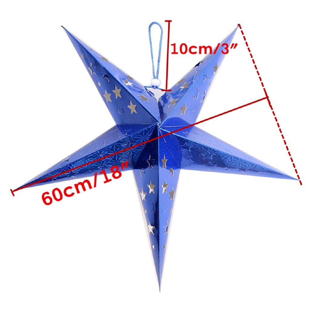 Lồng đèn 3D tạo hình ngôi sao 60cm trang trí chủ đề Noel đẹp mắt