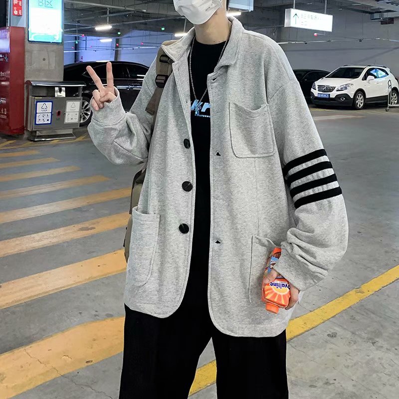 Áo khoác nam tay dài kẻ sọc thời trang phong cách hàn quốc | BigBuy360 - bigbuy360.vn
