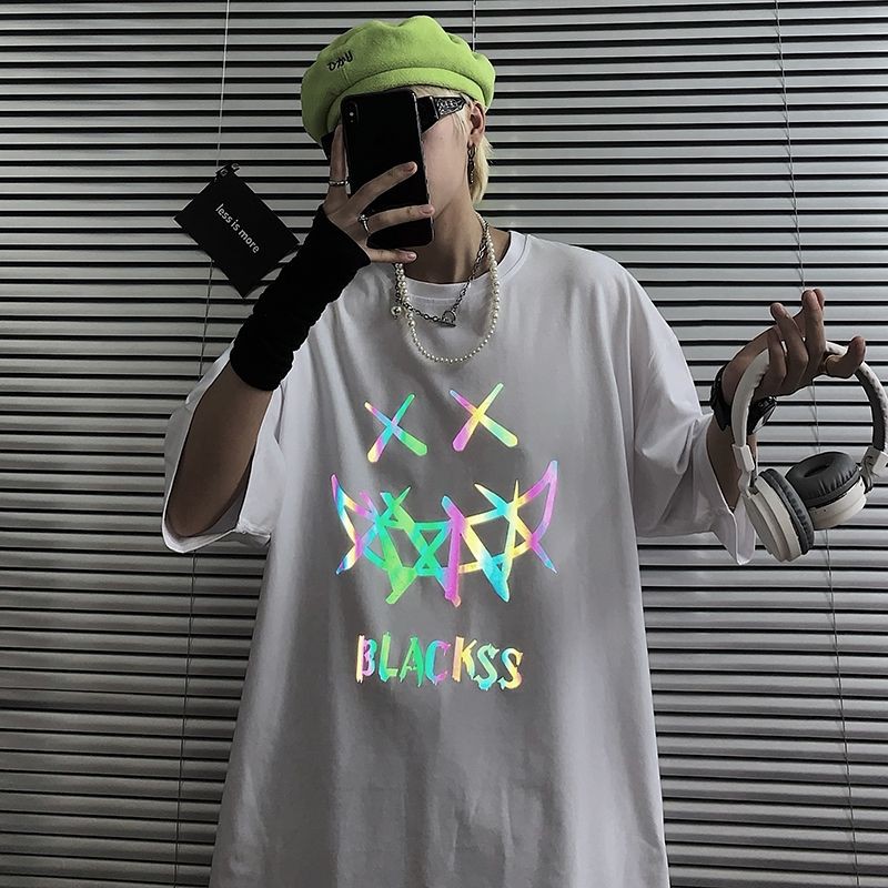 [MÃ BILSOP17 GIẢM 45% ĐƠN 99K]Áo thun nam nữ unisex tay lỡ, form rộng phản quang Blacks, 2màu ĐEN,TRẮNG -bilshop17 | BigBuy360 - bigbuy360.vn