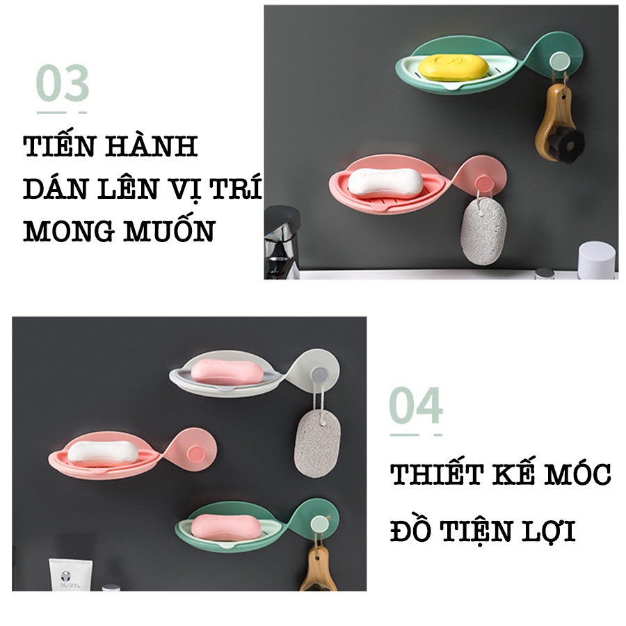 Khay Đựng Xà Phòng Dán Tường Hình Cá 2 Lớp Nhiều Màu Thiết Kế Siêu Thoát Nước Z013