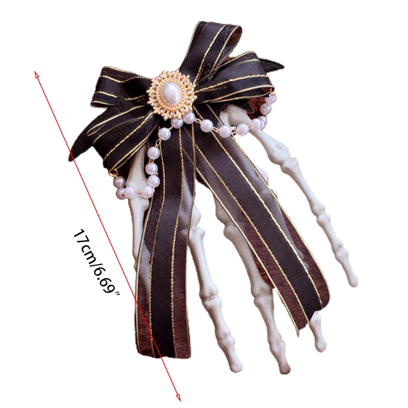 Kẹp Tóc Ruy Băng Đính Hạt Ngọc Trai Nhân Tạo Cho Bé