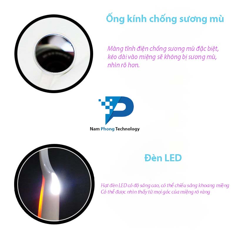 GƯƠNG NHA KHOA CÁN NHỰA CAO CẤP CHUYÊN DỤNG TẠI NHÀ KÈM ĐÈN LED, GƯƠNG SOI RĂNG DÀNH CHO NHA SĨ - NAMPHONG TECHNOLOGY