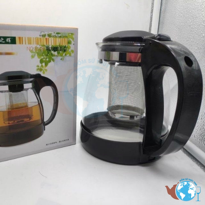 [Mã LIFESPIKE19 giảm 10% đơn 99K] Ấm pha trà thủy tinh DELI có lõi lọc 1300ml - MÀU ĐEN | BigBuy360 - bigbuy360.vn