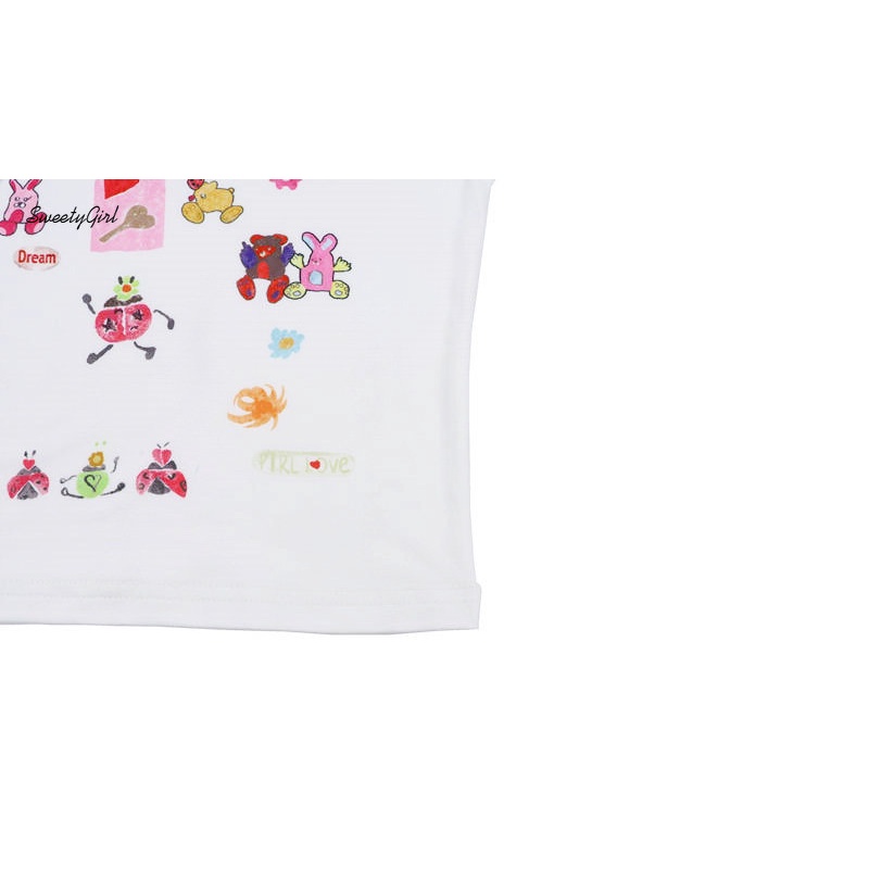 Áo Tank Top Cổ Tròn Dáng Ôm In Họa Tiết Hoạt Hình Nhiều Màu Độc Đáo Thời Trang 2022 Cho Nữ