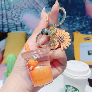 Móc khoá thời trang, móc khoá trà sữa xinh xắn màu hồng