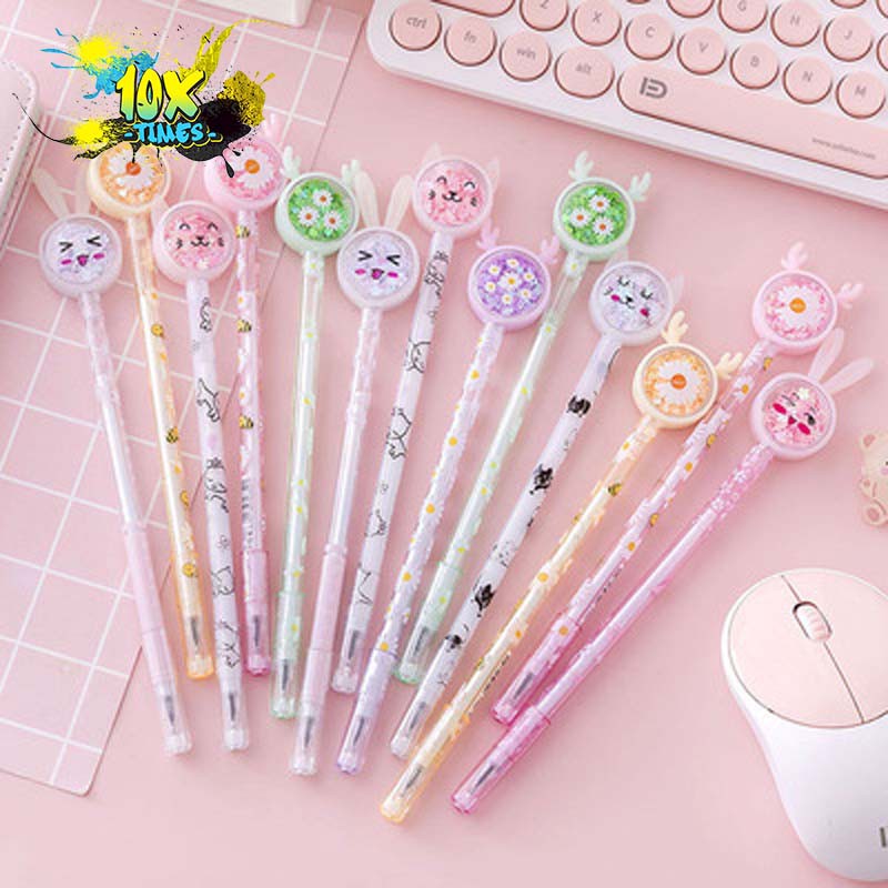Bút mực gel dễ thương lấp lánh thỏ gấu ngòi 0,5 mm mực đen dùng dể viết bài, trang trí, quà tặng sinh nhật bạn gái