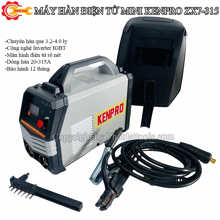 Máy Hàn Điện Tử KENPRO ZX7-315 - Công Nghệ Hàn Biến Tần IGBT inverter - Hàn Que 2.5-4.0mm - Đầy Đủ Phụ Kiện-BH 12 Tháng