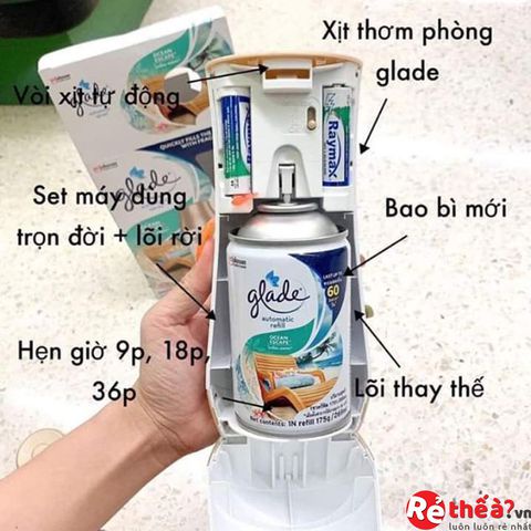 Máy GLADE Xịt thơm phòng tự động Hương Biển Phiêu Bồng 175g-[FREE SHIP] TỪ ĐƠN 50K