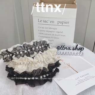 Bờm nhún bèo voan ren đính ngọc tiểu thư 🔅freeship🔅