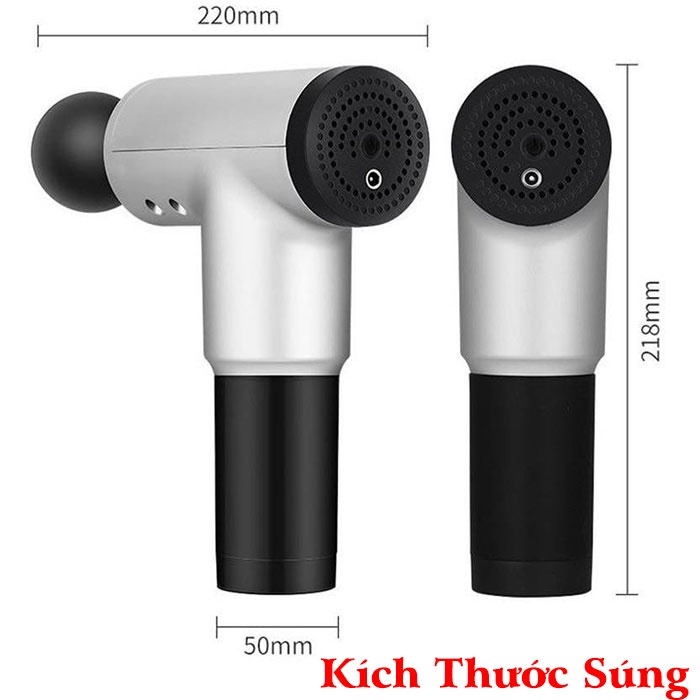 Súng Massage Cầm Tay Fascial Gun - 4 Đầu 6 Chế Độ Fascial Giảm Cơ Căng Cơ Trị Nhức Mỏi Vai Gáy - KH320