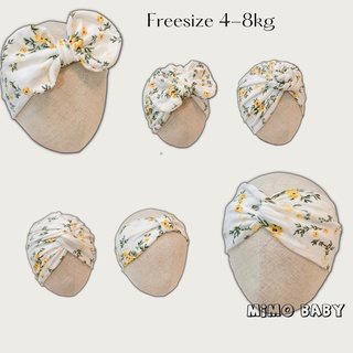 Mũ nón turban, băng đô trắng hoa nhí đáng yêu cho bé gái Mimo baby MTB22