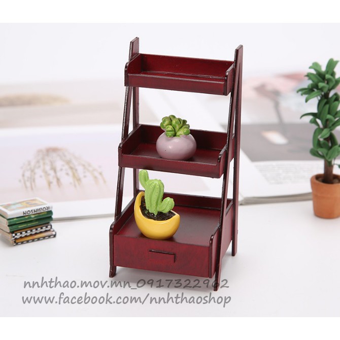 Miniature trang trí mô hình, dollhouse_Kệ gỗ (1:12 1:6)