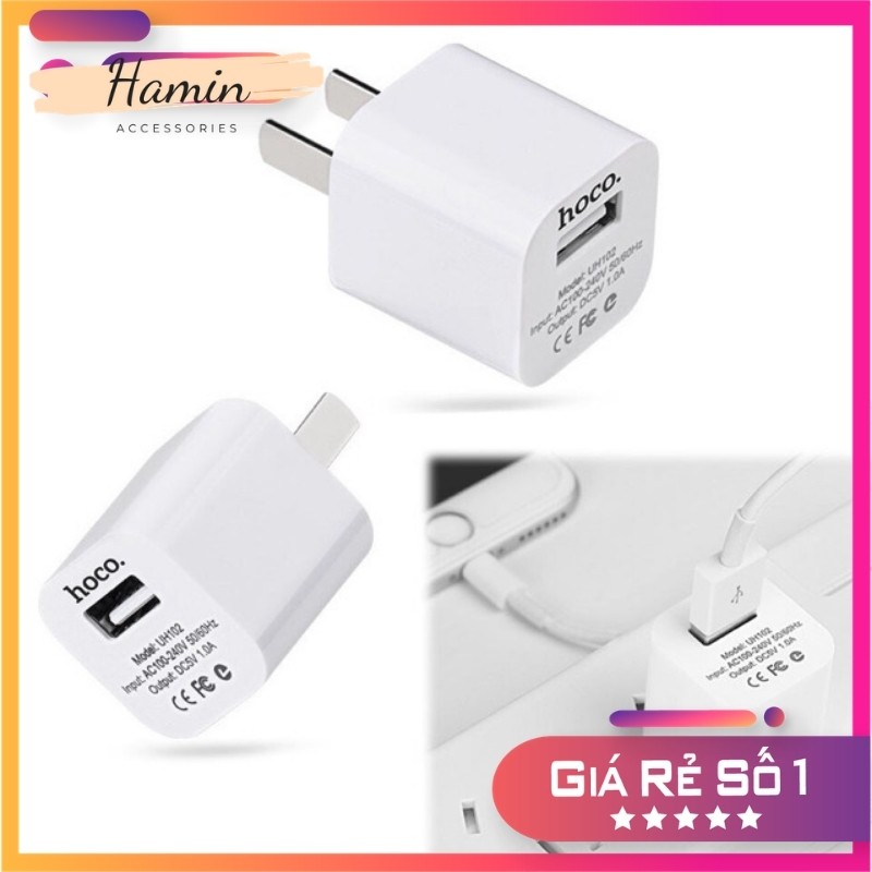 Củ sạc HOCO UH102 Hỗ trợ sạc nhanh Cho tablet táo Pin Dự Phòng Cáp Sạc Tai nghe Bluetooth ko dây i12 ip