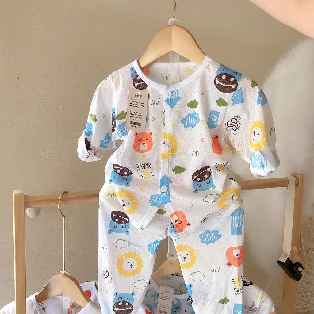 (HÀNG LOẠI 1) Bộ thông hơi dài tay cài khuy giữa cho bé trai và bé gái