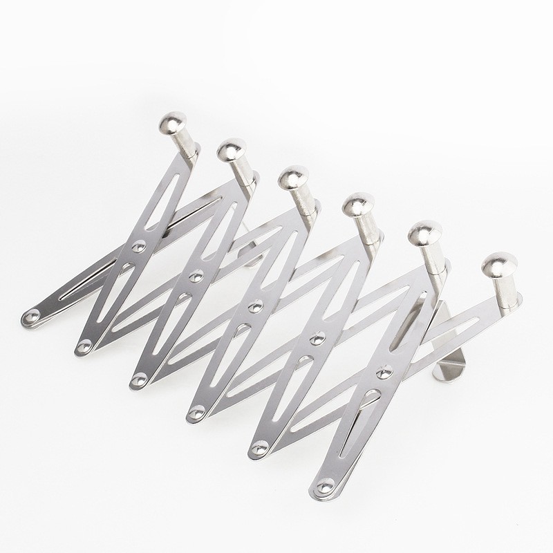 Stainless Steel 6-Hook Storage Rack Clothes Holder Organizer Flexible Back Door Hanger Rack Bathroom Kitchen Hanger Hook