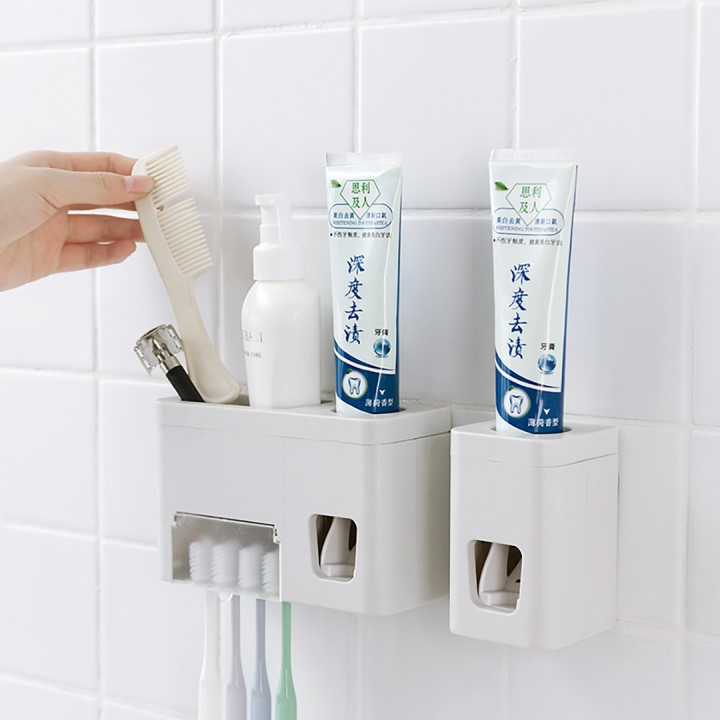 Kệ để bàn chải đánh răng và dụng cụ lấy kem đánh răng tự động RONGLING 2458 treo tường đa chức năng Phặn Phặn | BigBuy360 - bigbuy360.vn