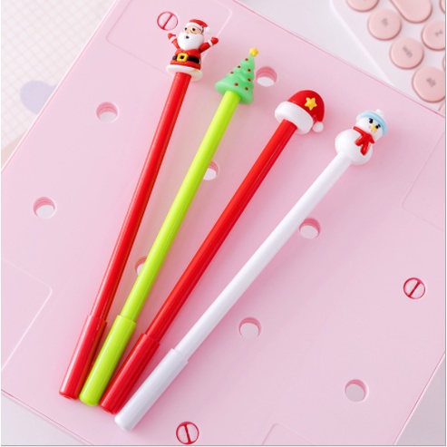 Bút bi cao cấp cute dễ thương mực nước đen có nắp viết đẹp hình Noel đáng yêu cho bé